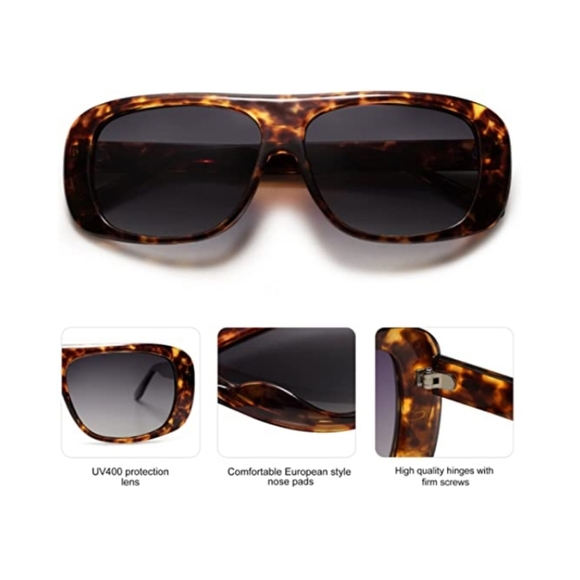 New Retro Oversized Square Polarized Sunglasses Vintage Shades Large - Picture 5 of 7